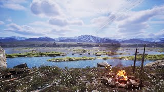 Relax in the vast, tranquil plains with a mythical ambience | Crackling Bonfire