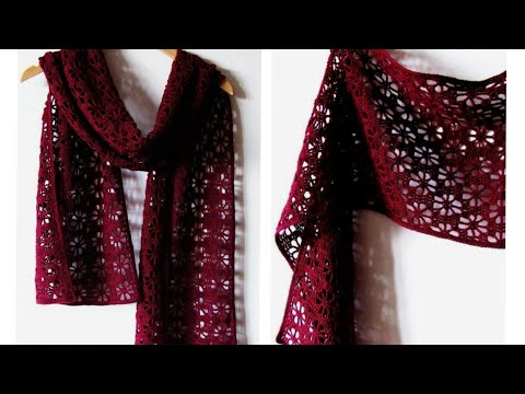 شال كروشيه مستطيل سهل وبسيط/crochet shawl