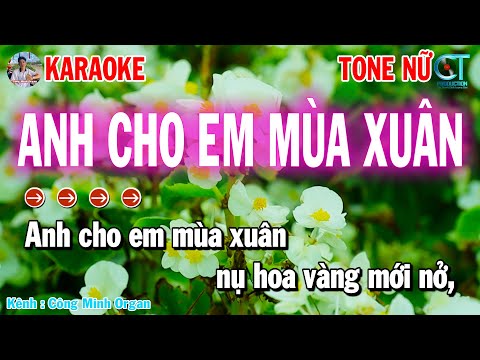 Karaoke Anh Cho Em Mùa Xuân Tone Nữ | Nhạc Xuân 2025