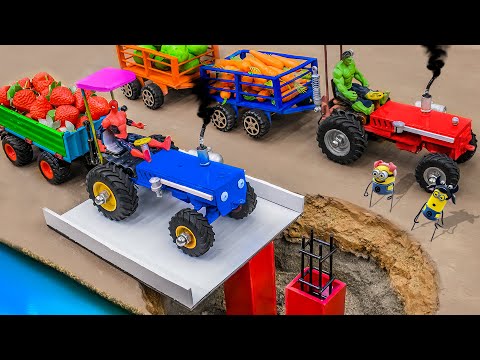 diy tractor making mini Concrete bridge | diy tractor build a Train Bridge