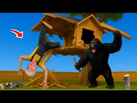 الغوريلا المتوحشه كسرت بيت الشجره و حماصه في الداخل 😱🦍 | محمد عماد