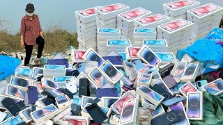 😮Wow... Great!! New iPhone 13-14 Pro Max and Many More Phone at Landfill / Restoration cracked phone