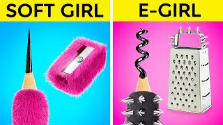 SOFT VS E-GIRL TRẬN CHIẾN TRƯỜNG HỌC ⚡ Mẹo để quay lại lớp học 123 GO! CHALLENGE