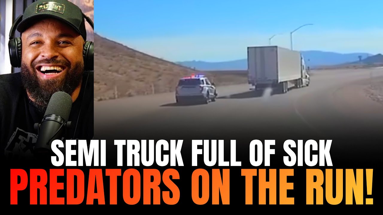 Wild Police Chase With Semi-Truck FULL of Predators on the Run!