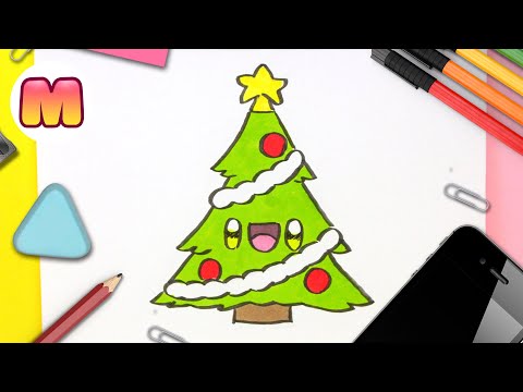 COMO DIBUJAR UN ARBOL DE NAVIDAD KAWAII 🎄Dibujos de navidad fáciles 🎄Arbol de Navidad en Español