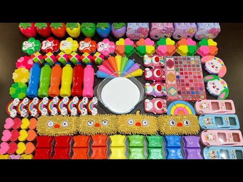 Rainbow Slime Mixing Random Cute, shiny things into slime #ASMR #Satisfying #slimevideos