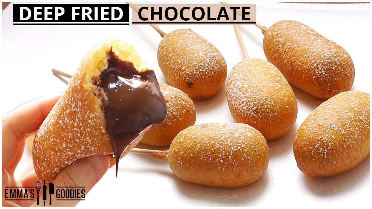 Deep Fried CHOCOLATE! Donuts on a Stick Dessert corn dogs