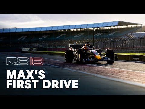Max Verstappen drives the Oracle Red Bull Racing RB18 for the first time