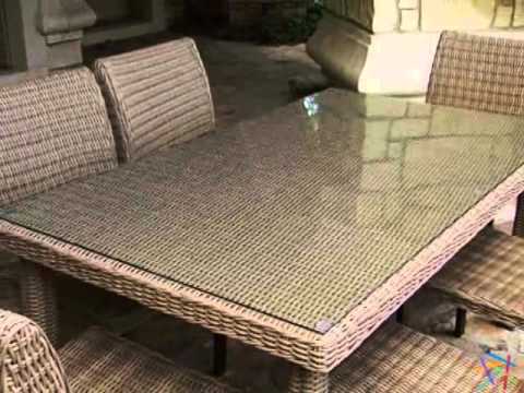 Maya All Weather Wicker Patio Dining Set Seats 6 -...