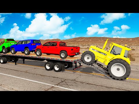 Flatbed Truck Mcqueen | Transportation with Truck - Pothole vs Car #257 - BeamNG.Drive