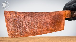 Damascus Cleaver With Mammoth Ivory and Brass Handle - Restoration