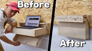 Secret Folding Wall Table with Hidden Strotage 🔒 DIY Woodworking