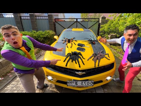 Mr. Joker Put Spider in Sports Car VS Mr. Joe on Camaro Kids Video