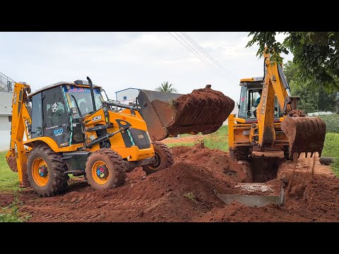JCB 3DX and 3DX Super 4x4 Drainage Trench Dig and Chamber Installation Together | jcb video