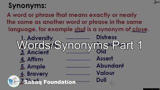 Words/Synonyms Part 1