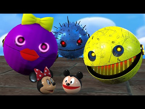 PACMAN & ROBOT PACMAN VS CARTOON CAT & MONSTER PACMAN 64