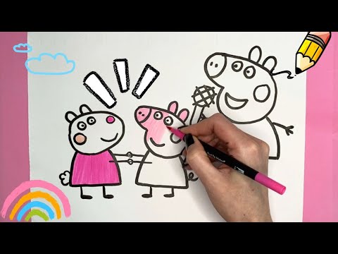 How to Color Peppa Pig Easy 🐷 Step By Step 🐷English easy videos