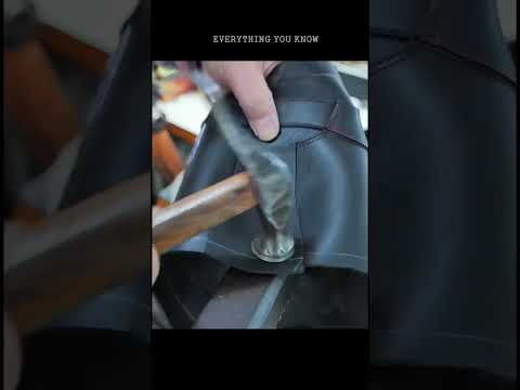 a special process of making handmade hiking boots for one person
