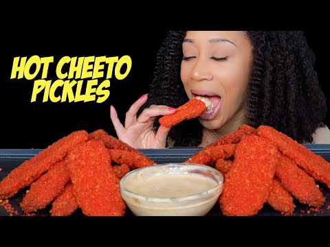 Crunchy Flaming Hot Cheeto Fried Pickles Mukbang