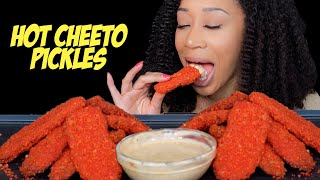 Crunchy Flaming Hot Cheeto Fried Pickles Mukbang