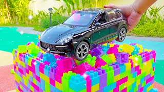 Color Block with Car Toy Play - Truck Sand Play