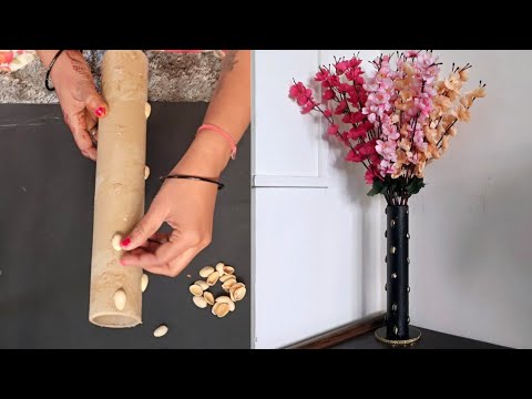 Amazing Home Decoration craft ideas | Waste cardboard Roll using for flower vase | DIY Room decor