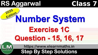 Number System | Class 6 Exercise 1C Question 15 - 17 | RS Aggarwal | Learn Maths