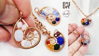 Making stunning spiral seashell pendant | Easy wire jewelry tutorial 1121