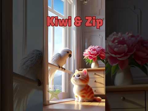 Kiwi dan Zip 😺🦜😍#family #story #shorts