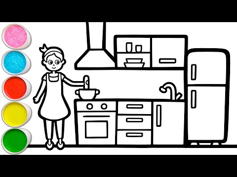 Gambar Dapur Hangat dan Nyaman Menggambar, Melukis, Mewarnai 🥣🥄 Menggambar Mudah untuk Anak #397