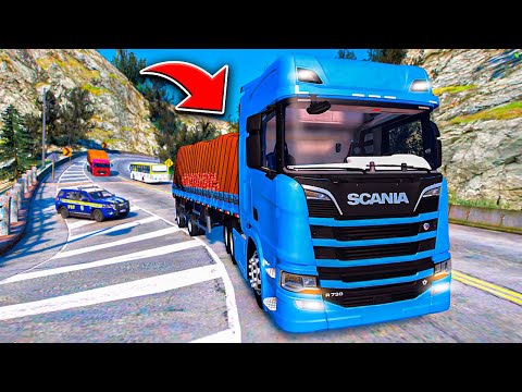 GTA V VIDA DE CAMINHONEIRO | QUASE CAUSEI UM ACIDENTE NA SERRA PERIGOSA 😱 #319