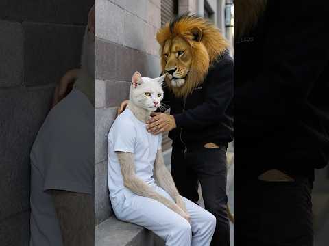 اتذل في شغله ومراته طردته💔.. لحد ما الأسد غير حياته😱! #ai #cat #shorts