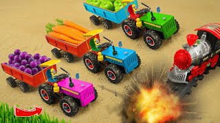 Diy tractor making mini concrete bridge for heavy truck crossing | diy concrete mixer