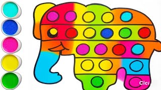 DRAWING AND COLORING ELEPHANT POP IT F8R KIDS AND TODDLERS || DRAWINGS FOR CHILDREN