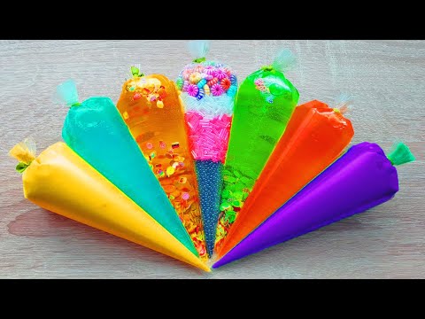 Making Relaxing Crunchy Slime using Piping Bags - Satisfying Slime Video