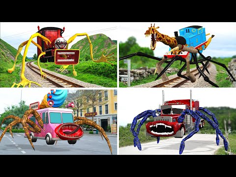 GIRAFFE THOMAS VS TRUCK EATER VS ICREAM TRUCK EATER VS CHOO CHOO MEGAHORN