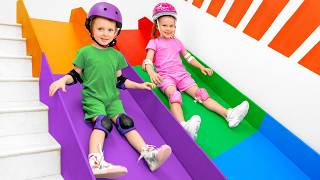Maria Plays on Stair Slide for Children