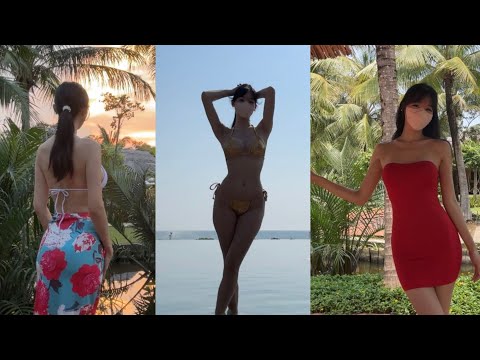 (4K) 몸매 예쁜 핫썸머룩 총집합 베트남 여행 🔥 비키니, 타이트 원피스, 핫팬츠 룩북 🩷 뒤태미인 이블린 Evelyn Vietnam Lookbook