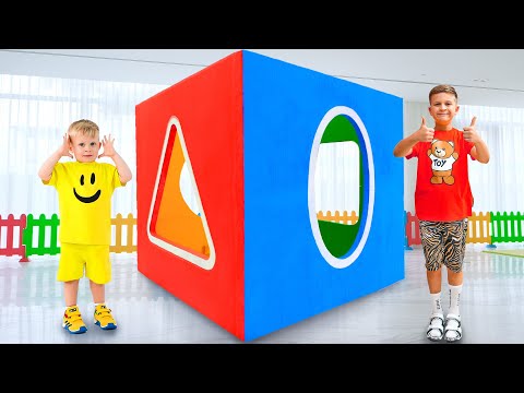 Oliver and Roma GIANT Sorter Cube Challenge - Shapes and Colors for Kids