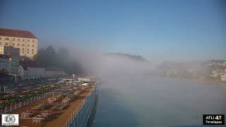 The Danube in Linz in the morning mist