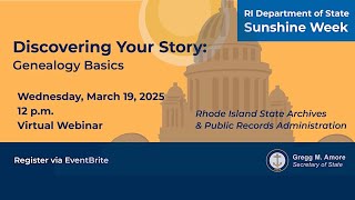 How to Discover Your Family History with RI State Archives Genealogy Basics | Sunshine Week 2025