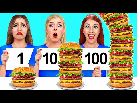 100 खाद्य परतें चुनौती | Mukbang Multi DO Food Challenge