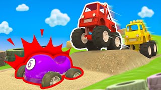 A new racing track for big monster trucks on the island. What's happened to the small racing car?