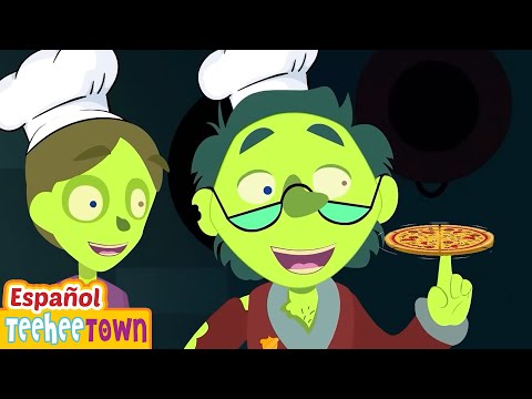 🧟Zombies cocinando pizza en una fiesta! 🍕| Canción de Halloween para niños | Pueblo Teehee