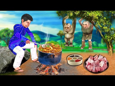 Jungle Mei Mutton Biryani Cooking Recipe Street Food Hindi Kahaniya Hindi Stories Moral Stories