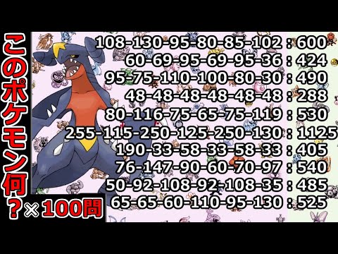 「ポケモン種族値クイズ×100問連続」　世界1位記録達成
