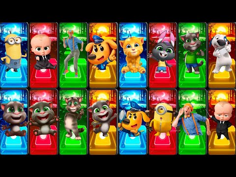 My Talking Tom - Ginger 🆚 Becca 🆚 Tom 🆚 Hank 🆚 Sheriff Labrador 🆚 Minions 🎶 Tiles Hop EDM Rush