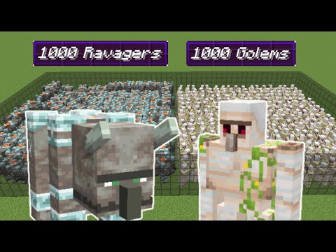 1000 extra golems vs 1000 ravagers | Minecraft Mob Battle