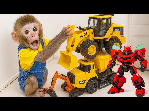 Monkey BoBo diy mini truck delivers and bridge construction science project! 🚚 | Animals Smart HT
