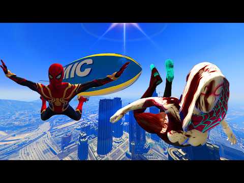 GTA 5 Ragdolling Fails / Gwen Stacy And Spiderman Super Slow Motion Fails
